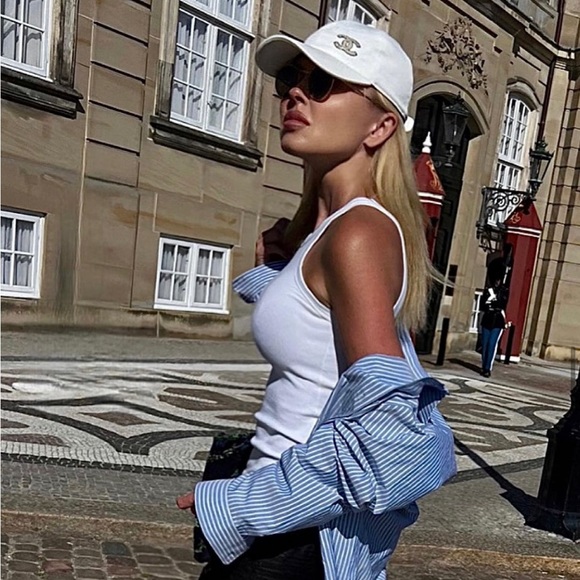 Auth Chanel Classic White Denim Sequin CC Logo Baseball Cap Hat - One Size - Picture 11 of 11